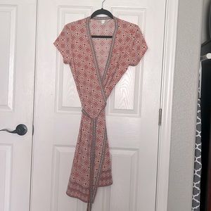 Max Studio Coral Patterned Wrap Dress